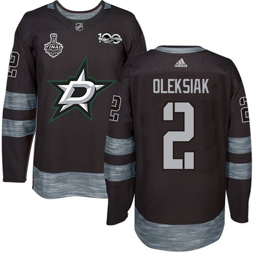 Adidas Men Dallas Stars #2 Jamie Oleksiak Black 1917-2017 100th Anniversary 2020 Stanley Cup Final Stitched NHL Jersey->dallas stars->NHL Jersey